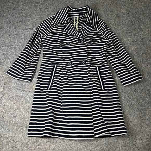 CAbi Trench Coat Women's XS Maritime Blue Navy Striped Long Jacket #5151 - Picture 1 of 6